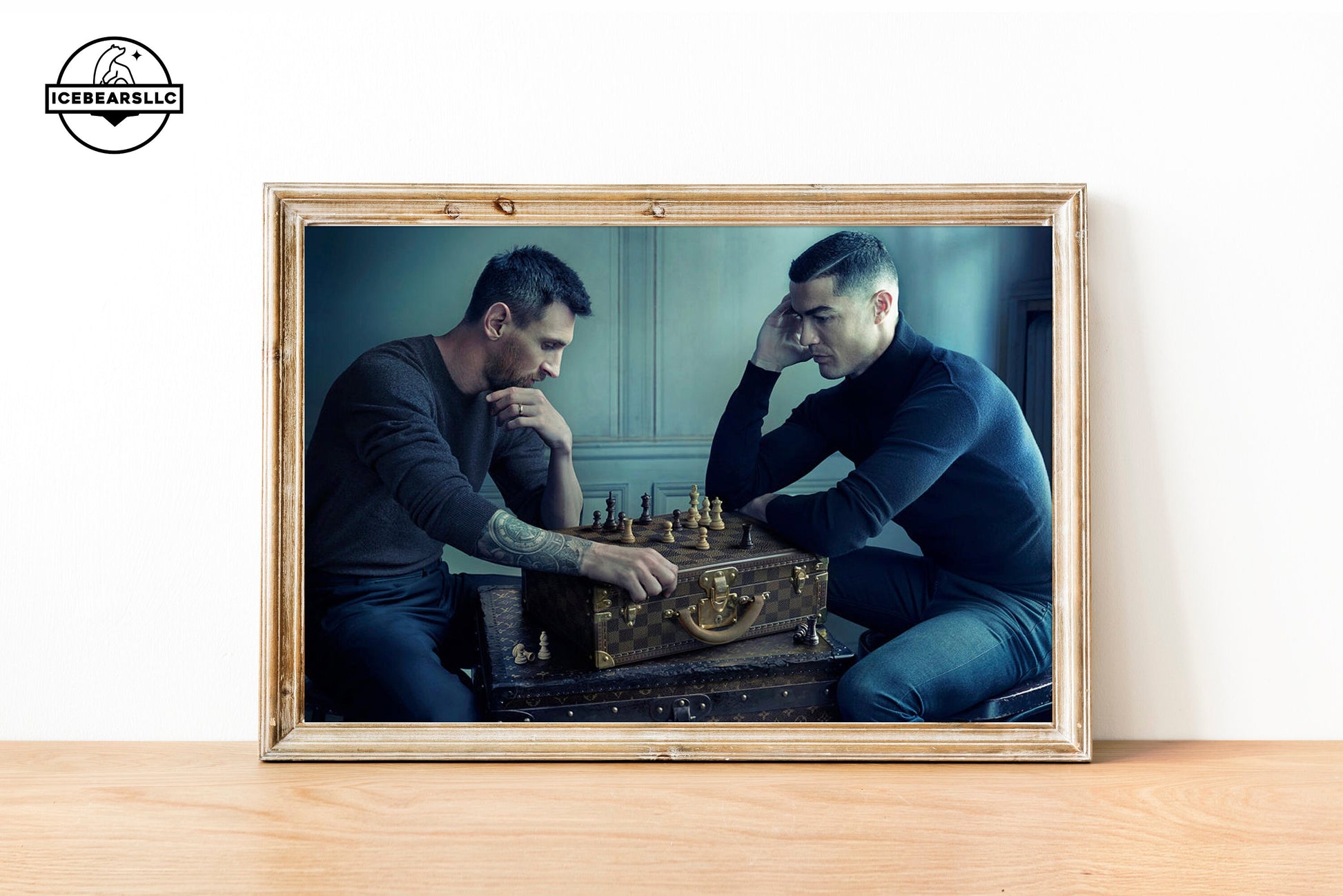 Messi vs Ronaldo in playing Chess Poster Wall Paper World Cup 2022