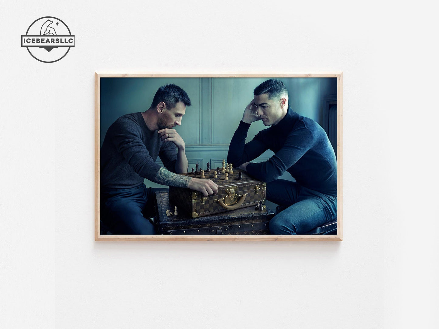 Messi vs Ronaldo in playing Chess Poster Wall Paper World Cup 2022