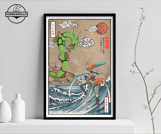 Rayquaza vs Deoxys Wall Poster